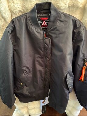 Streetwear Style~Classic MA-1 Bomber Jacket with Leather Zipper Tab
